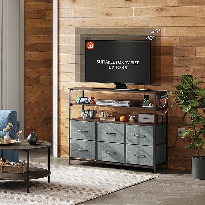 WLIVE Grey TV Stand for 40, 45 inch TV, Entertainment Center - Image 6