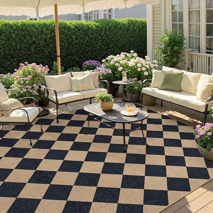 Lahome Checkered Easy Jute Outdoor Rug, Large 6x9 Rug - Image 2