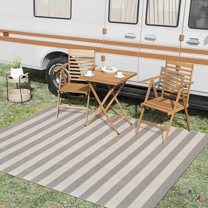 OJIA Outdoor Rug 5'x7' Striped Patio Rug Washable Indoor Outdoor Carpet Cotton - Image 7