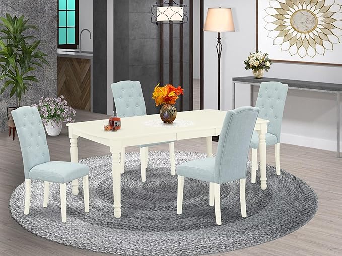 East West Furniture DOCE5-LWH-15 5 Piece Dining Set Includes a Rectangle Dining - Image 2