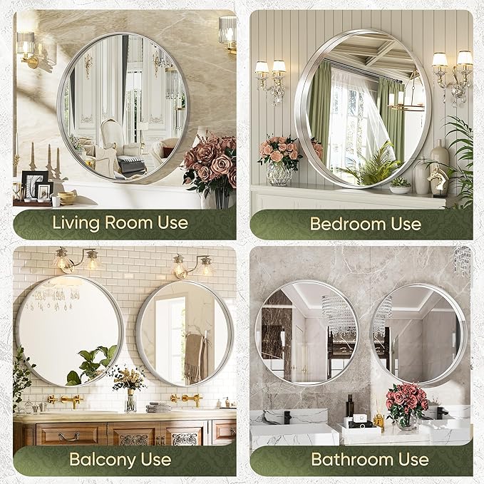 Suidia 30" x 30" Bathroom Mirror, Bathroom Vanity Mirror Metal Framed, - Image 8