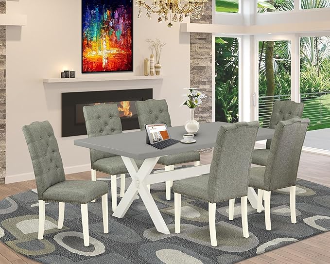East West Furniture X097EL207-7 7 Piece Dining Room Table Set Consist of a - Image 2