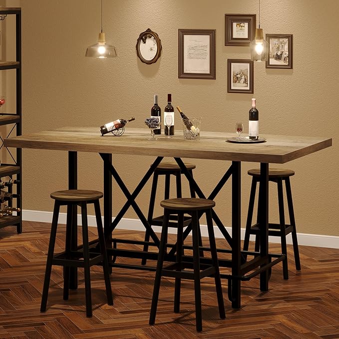 Tribesigns Bar Table, Industrial Counter Height Pub Table - Image 4