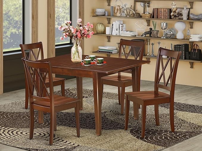East West Furniture MLCL5-MAH-W 5 Piece Kitchen Table & Chairs Set Includes a - Image 2