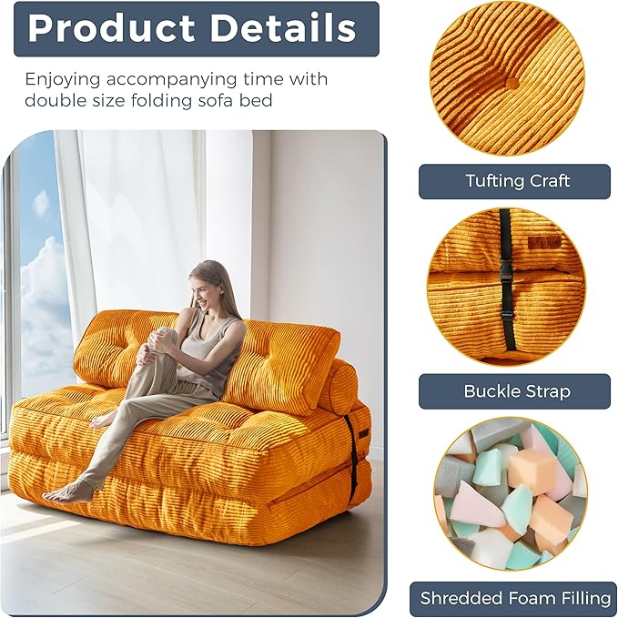 MAXYOYO Folding Sofa Bed, Convertible Sleeper Chair - Image 5