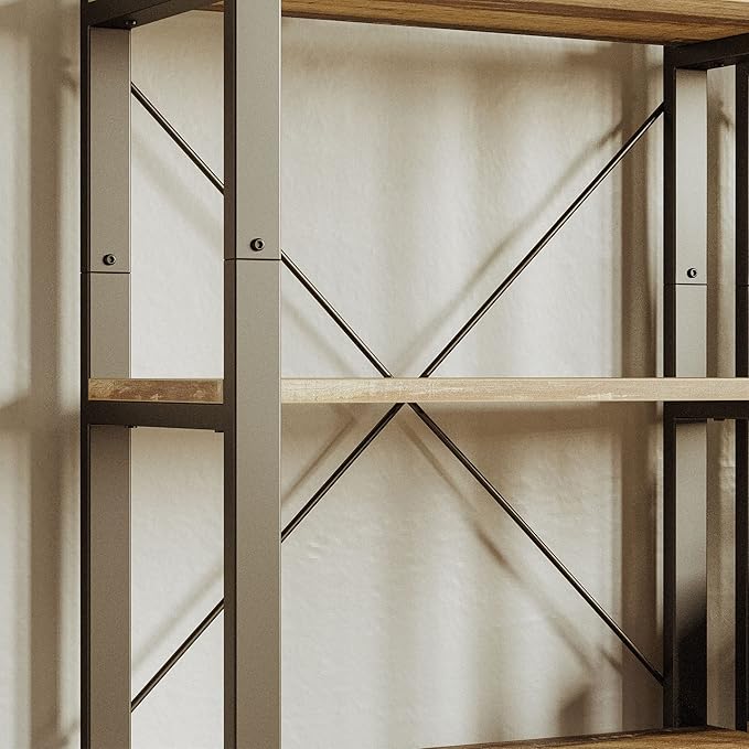 IRONCK Bookshelf 5-Tier Ladder Shelf 110 lbs Shelf Vintage Industrial Style - Image 5