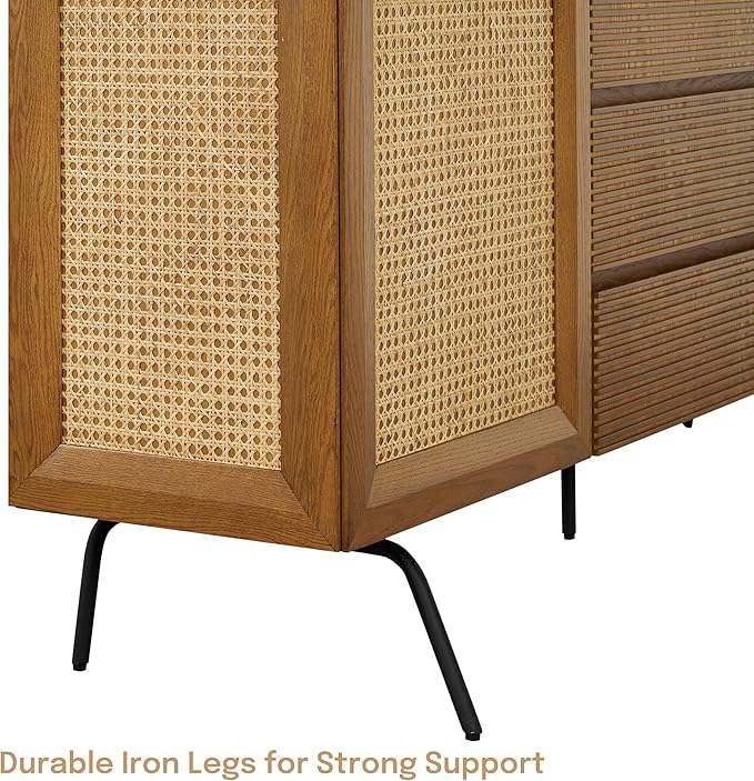 NTC MOSSIC Sideboard with 2 Doors and 3 Drawers, Buffet Cabinet with Natural - Image 9