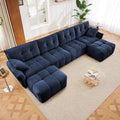Modern Chenille Fabric 4-Seat Sofa w/Two Ottoman+2 Pillows, Premium Upholstery by FAVSH