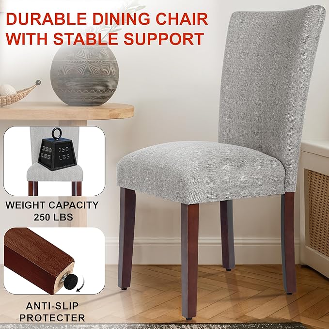 HomePop Parsons Classic Upholstered Accent Dining Chair, Single Pack, Light Grey - Image 4