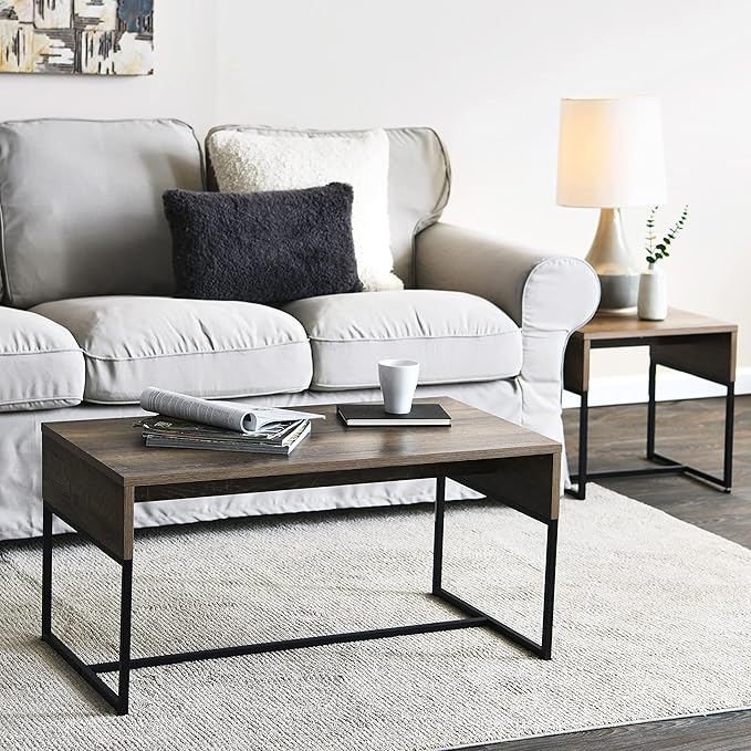 Household Essentials Wrap Rectangular Coffee Table Ashwood Rustic Wood Grain - Image 2
