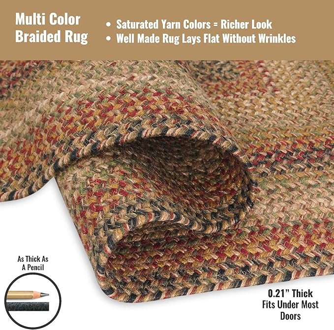 Kingston Jute Braided Rug 2x3' Multicolor – Braided Indoor Entryway Rug - Image 9