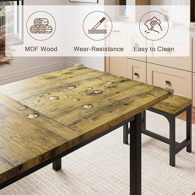 5 Piece Dining Table Set for 4-6, Farmhouse Dining Room Table for Small Space - Image 5