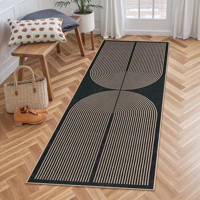 Lahome Modern Rainbow Hallway Runner Rug, 2x6 Washable Easy Jute Rugs by Lahome