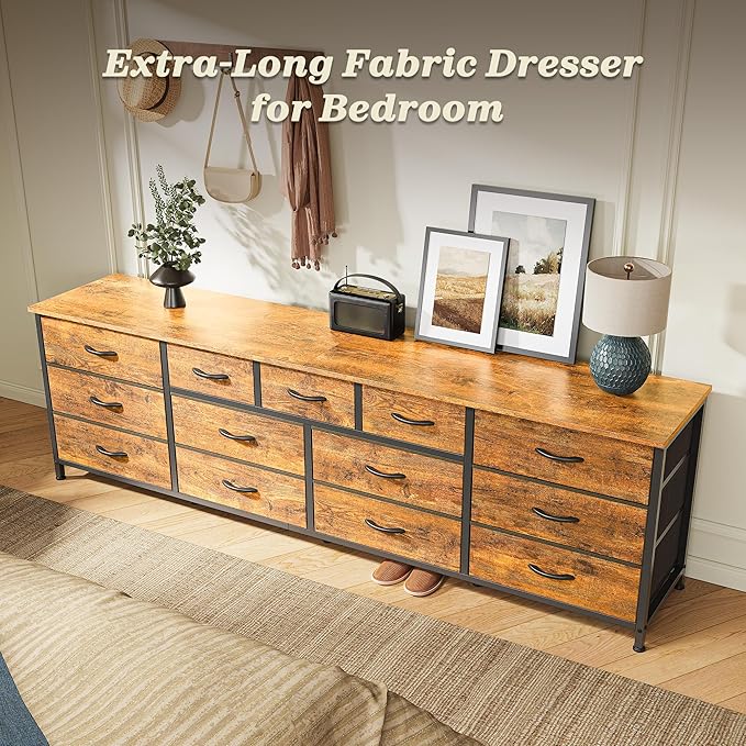 Huuger 70 Inch Dresser for Bedroom, TV Stand for 65, 80 Inch TV, 13 Fabric - Image 4