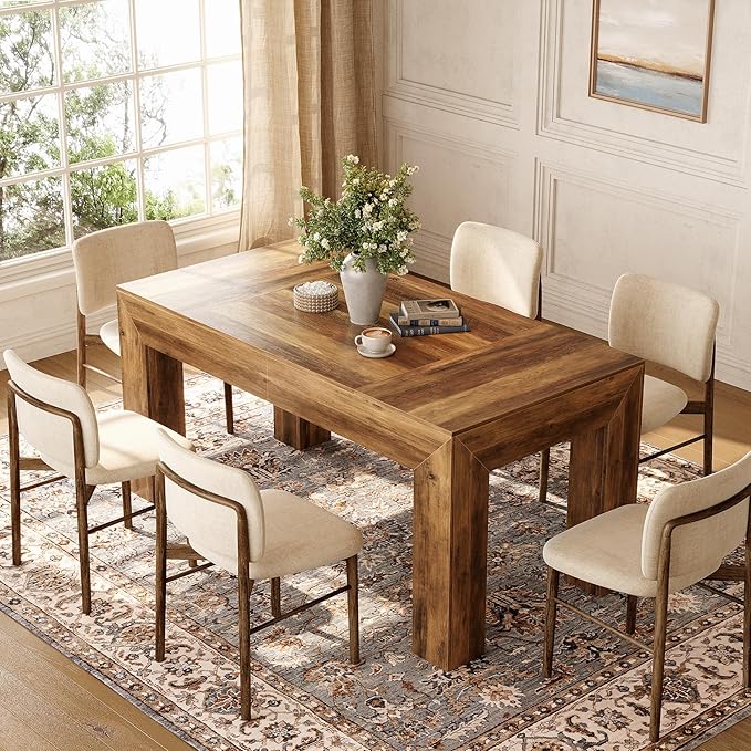 LITTLE TREE Modern Dining Table, Rectangle Heavy Duty Kitchen Table - Image 4