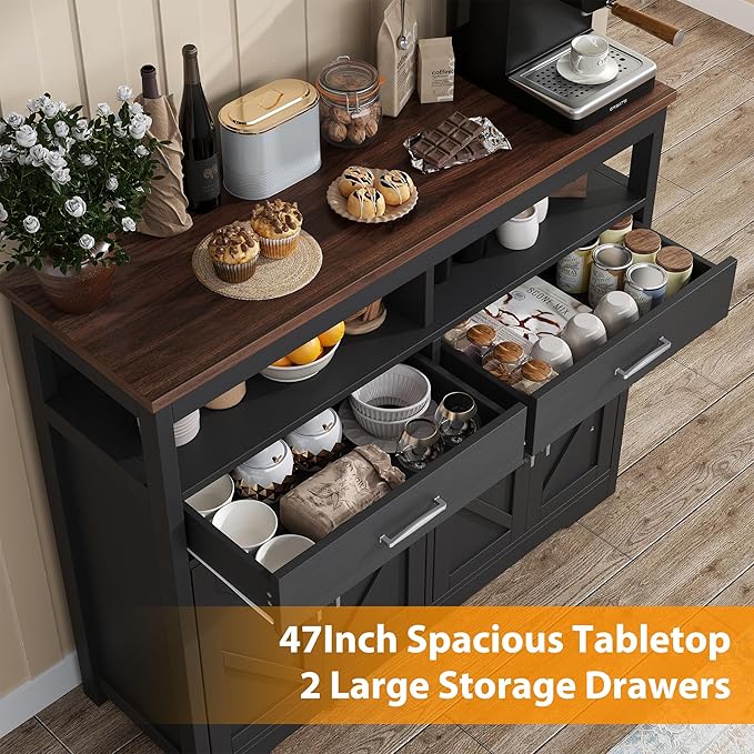 Buffet Sideboard with Storage Farmhouse with 4 Doors, Dining Room - Image 4