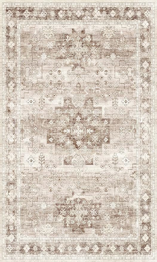 Washable Neutral Farmhouse Large Entryway Rug, 3x5 Area Rugs - Image 9