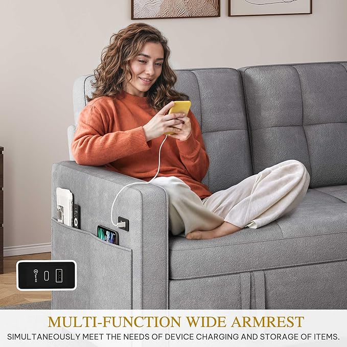 DWVO 55" Convertible Sofa Bed, 3-in-1 Sleeper Sofa - Image 7