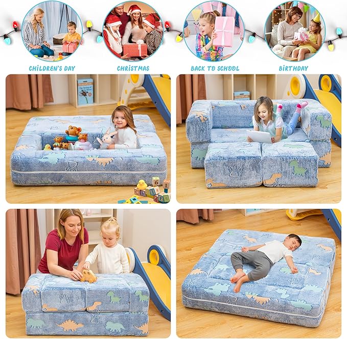 Lamerge Toddler Couch Glow in The Dark Toddler Fold Out Couch - Image 7