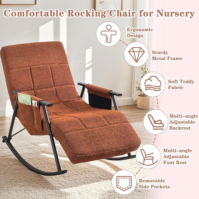 VECELO High Back Nursery Rocking Chair - Image 4