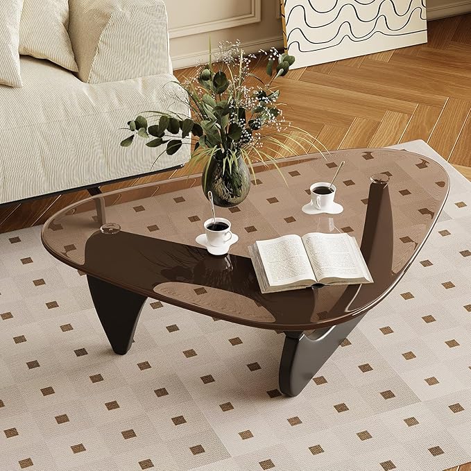 Glass Coffee Table for Living Room Mid Century Modern Triangle Center Table by JCAJCA