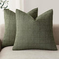 Foindtower Set of 2 Decorative Linen Check Throw Pillow Covers Neutral by Foindtower