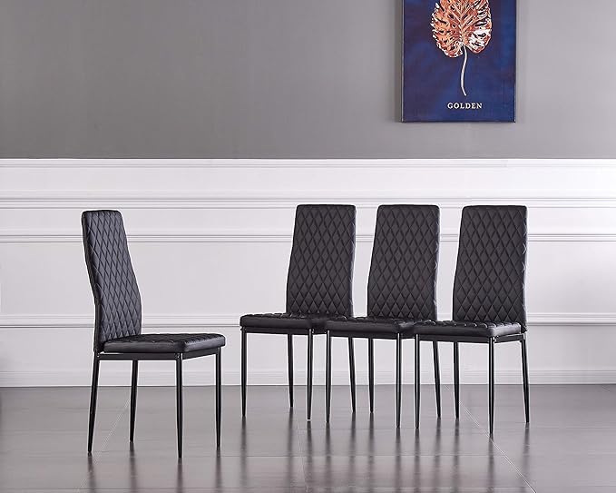 JT Modern Minimalist Dining Chair Fireproof Leather Sprayed Metal Pipe Diamond by JT