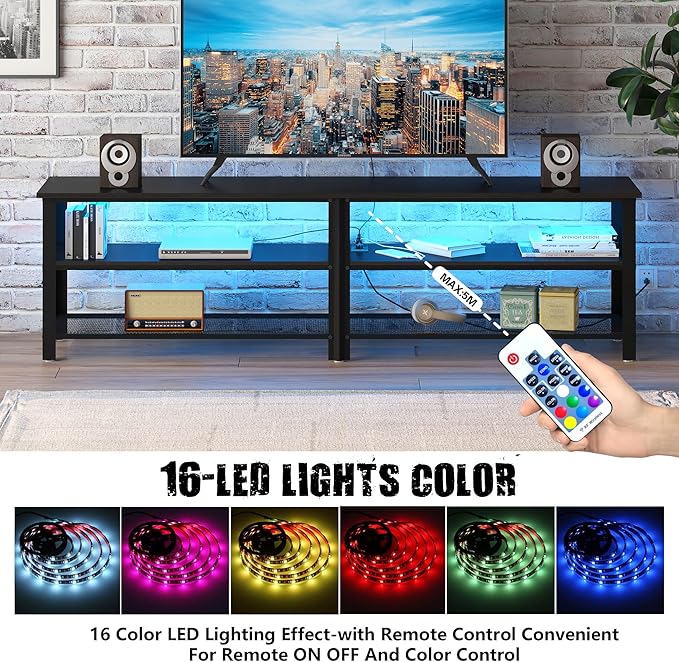 Clikuutory Modern Black 71 inch Metal TV Stand - Image 4