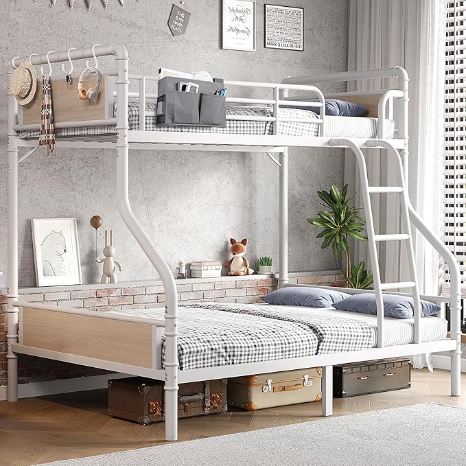 Metal Bunk Bed Twin Over Full, Industrial Bunkbeds Heavy Duty Bed by JOCOEVOL