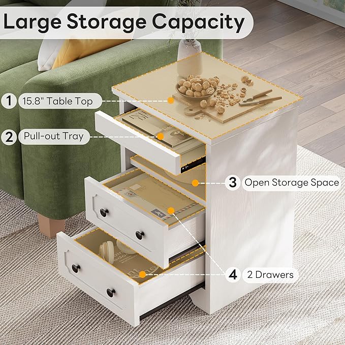 LIKIMIO Night Stand, Modern Bedside Table - Image 3