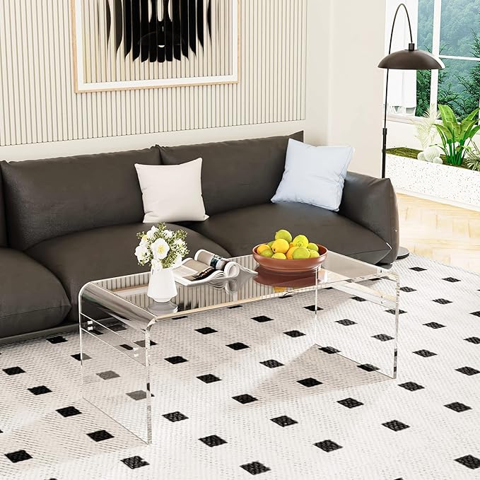 40inch Premium Clear Acrylic Rectangle Coffee Table by MESAILUP