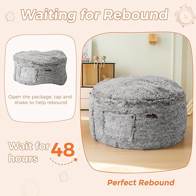 MAXYOYO Kids Bean Bag Chair, Stuffed Faux Fur Bean Bag - Image 6