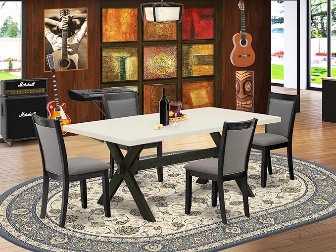 East West Furniture X627MZ650-5 5 Piece Dinette Set Includes a Rectangle Dining - Image 2