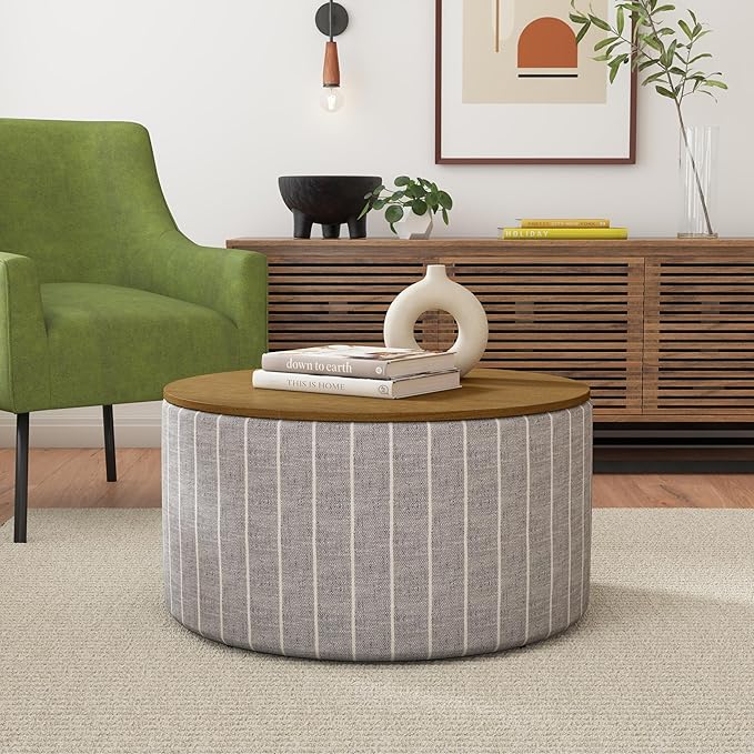 HomePop Modern Fabric Storage Ottoman - Image 2