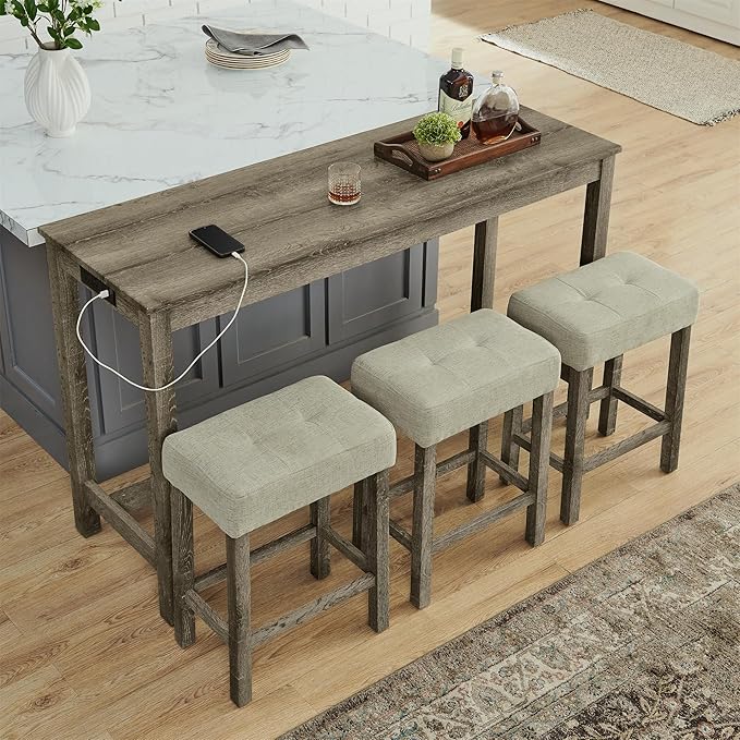 Ball & Cast 4 Piece Kitchen Dining Room Table and Chairs Set, Farmhouse Wooden by BallCast