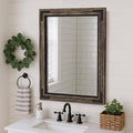 YOSHOOT Farmhouse Bathroom Mirror, Rustic Wood Mirror, Wooden Framed Vanity by YOSHOOT