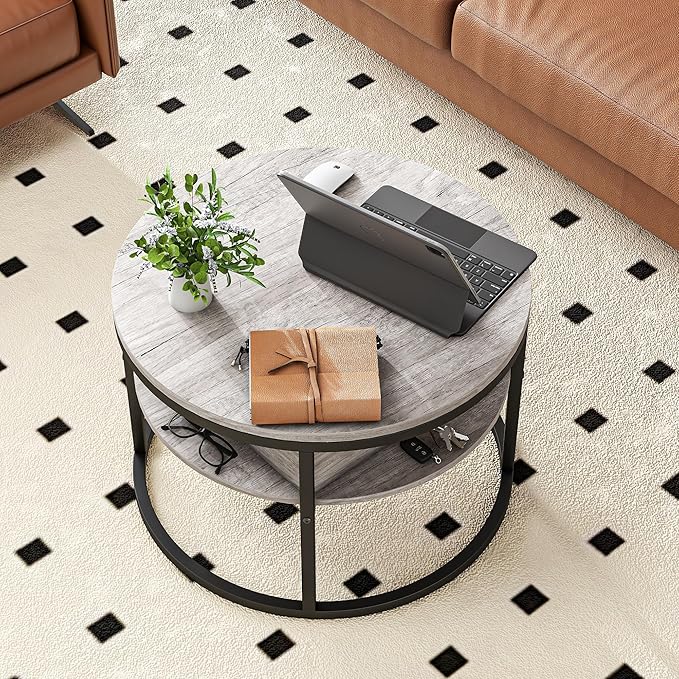 Round Coffee Table with Storage, Lift Top Coffee Table - Image 2