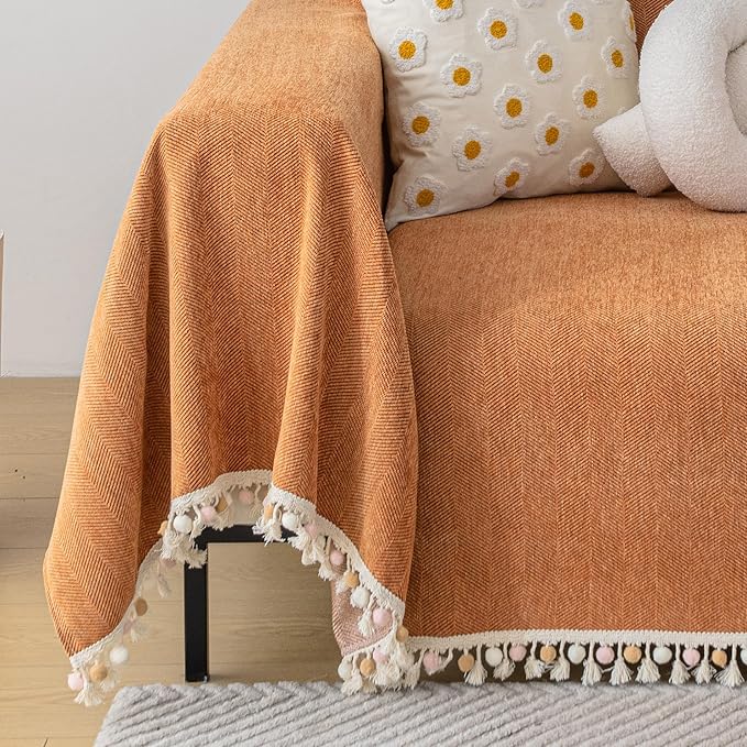 HANDONTIME Dark Orange Sofa Covers - Image 2