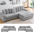 KEIKI 114" Corduroy Sofa with Cup Holders & Storage, L Shaped Sleeper Cloud by Unknown