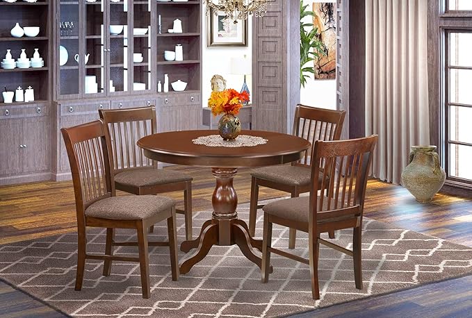East West Furniture HBNF5-MAH-C 5 Piece Dining Table Set - Image 2