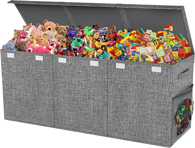 Extra Large Toy Box Chest with Lids, Collapsible Sturdy Kids Toy Storage by Mabahoo