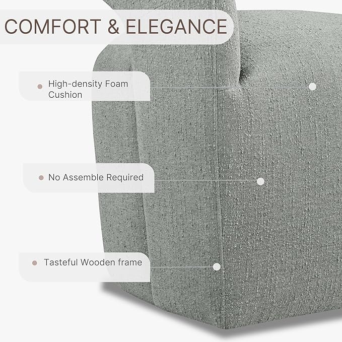 Upholstered Dining Chairs with Casters No Assembly Modern Barrel Armchair with - Image 6