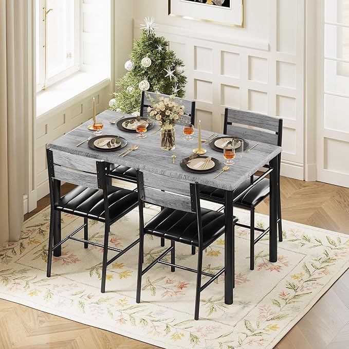 IRONCK Dining Table Set for 4, Wood Kitchen Table - Image 9