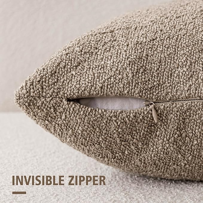 Foindtower Pack of 2 Textured Boucle Throw Pillow Covers Neutral Accent Solid - Image 2