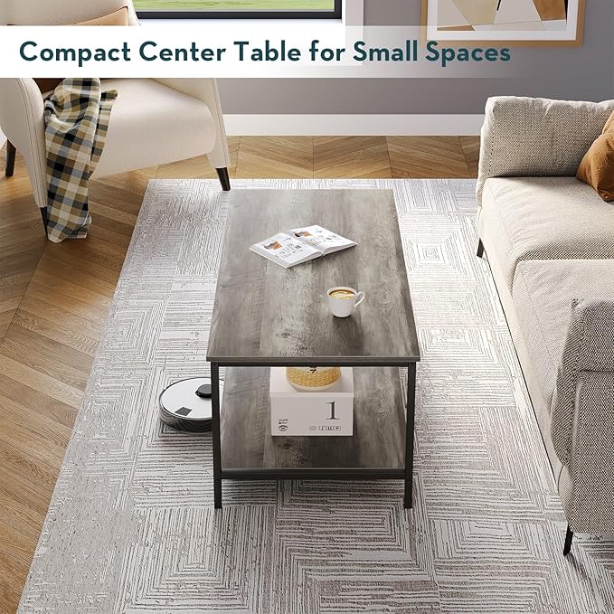 SAYGOER 2-Tier Coffee Table for Living Room Farmhouse Style Center Table - Image 4
