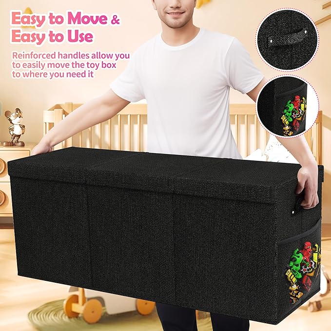 Extra Large Toy Box, Collapsible Sturdy Kids Toy Chest - Image 5