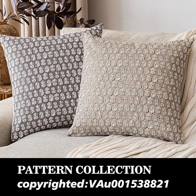 Foindtower Set of 2 Decorative Vintage Floral Print Throw Pillow Covers Neutral - Image 4