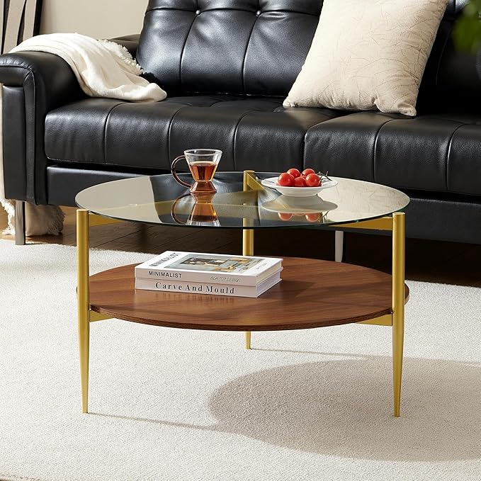 Round Coffee Table, Mid-Century Modern Design, D30*H17 inch, - Image 3