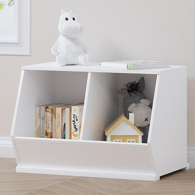 UTEX Stackable Toy Storage Cabinet, Wooden Cubby Organizer, Living Room by UTEX