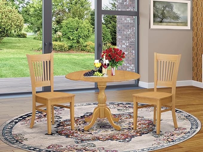 East West Furniture DMVA3-OAK-W 3 Piece Dinette Set - Image 2